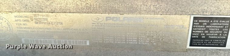 image for item EG6745 2007 Polaris 600 HOCFI snowmobile