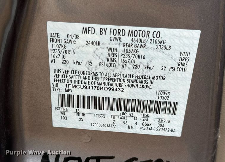 image for item EH7069 2008 Ford Escape XLT SUV