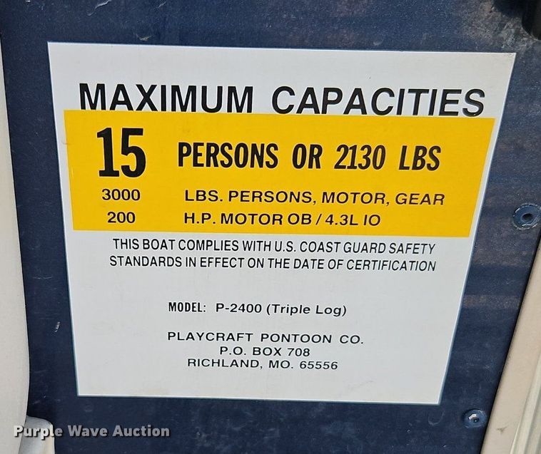 image for item EI3973 2016 Play Craft Clipper 2400 pontoon boat