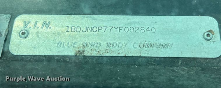 image for item EJ2999 2000 Blue Bird blood donation bus