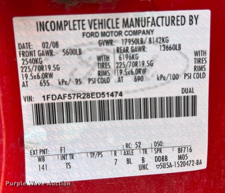 image for item EJ3008 2008 Ford F550 Super Duty brush fire truck