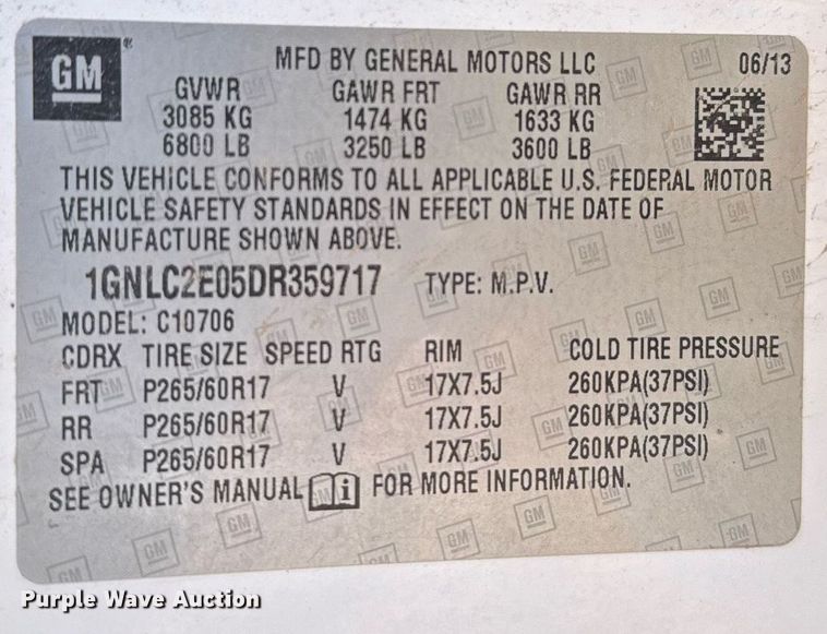 image for item EJ3032 2013 Chevrolet  Tahoe Police SUV