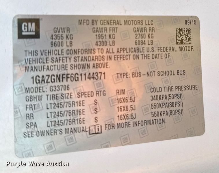 image for item EJ3034 2016 Chevrolet  Express LS 3500 van