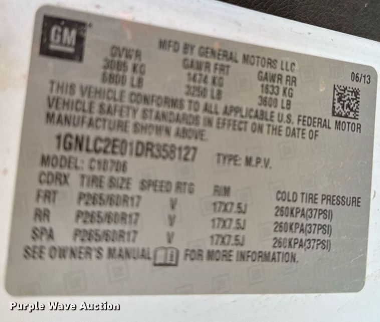 image for item EJ3036 2013 Chevrolet  Tahoe Police SUV