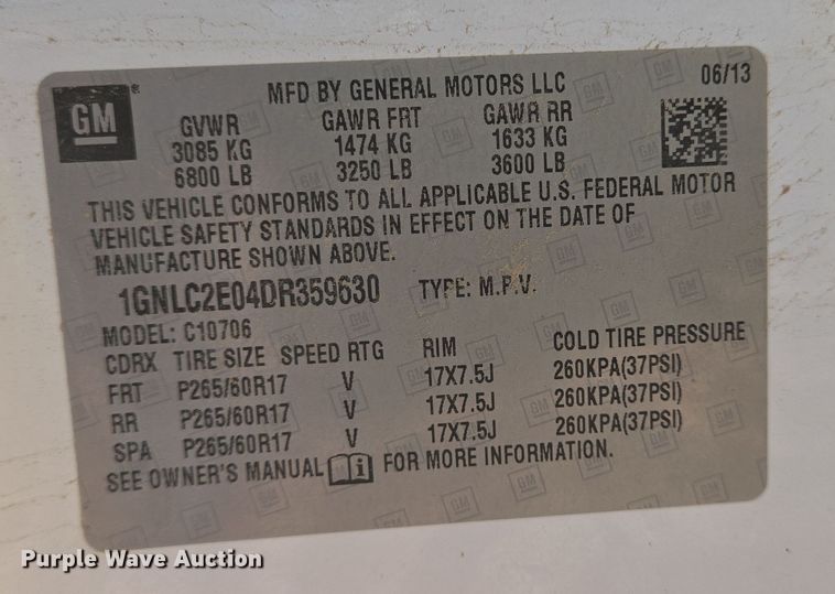 image for item EJ3047 2013 Chevrolet Tahoe Police SUV