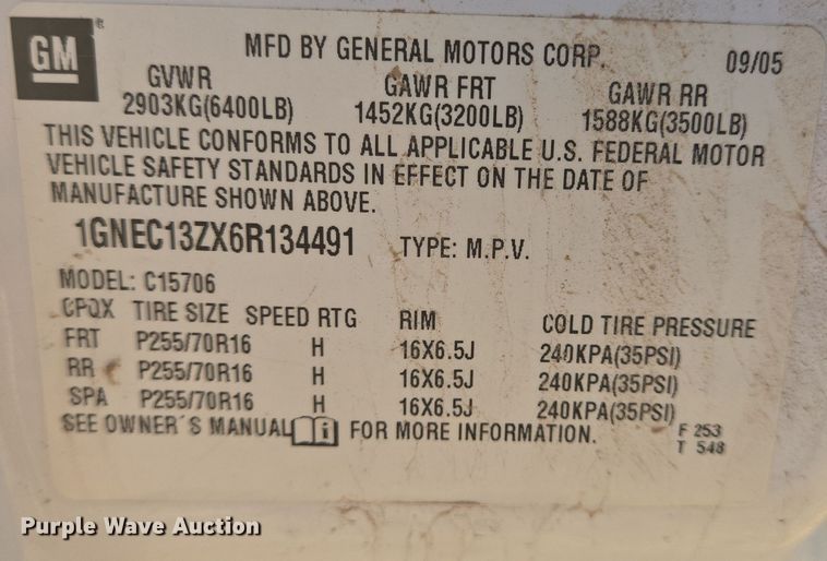 image for item EJ3048 2006 Chevrolet  Tahoe SUV