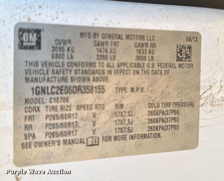 image for item EJ3050 2013 Chevrolet  Tahoe Police SUV