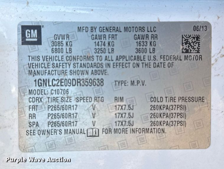 image for item EJ3051 2013 Chevrolet  Tahoe Police SUV