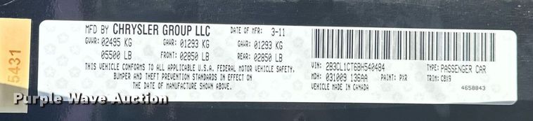 image for item EJ4862 2011 Dodge Charger  Police