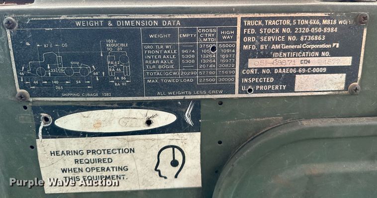 image for item EK0018 1972 AM General M818 brush fire truck