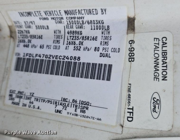 image for item EK2194 1997 Ford F450 Super Duty  box truck