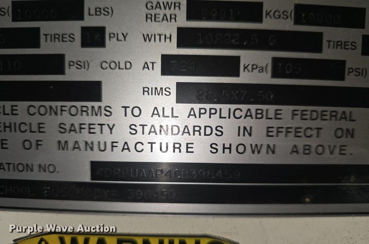 image for item EK2198 2012 IC PB10500 school bus