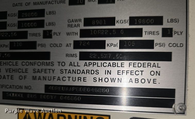 image for item EK2199 2013 IC PB10500 school bus