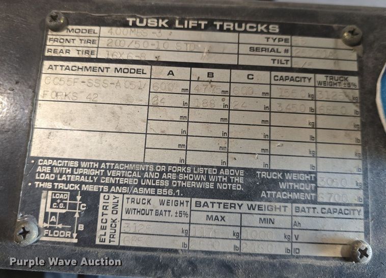 image for item EK2223 Tusk 400MBS-3 forklift