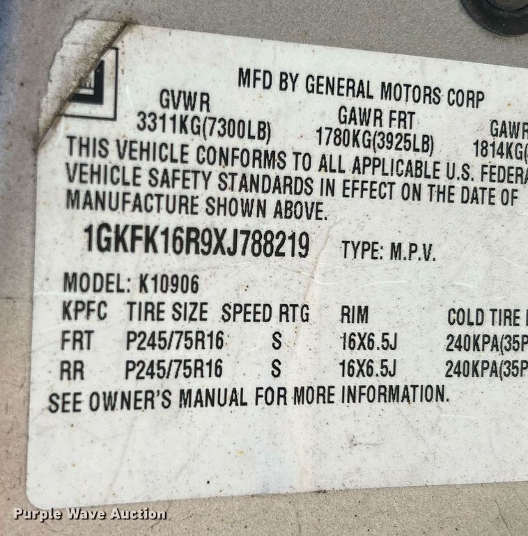 image for item EK3392 1999 GMC Suburban 1500 SL SUV