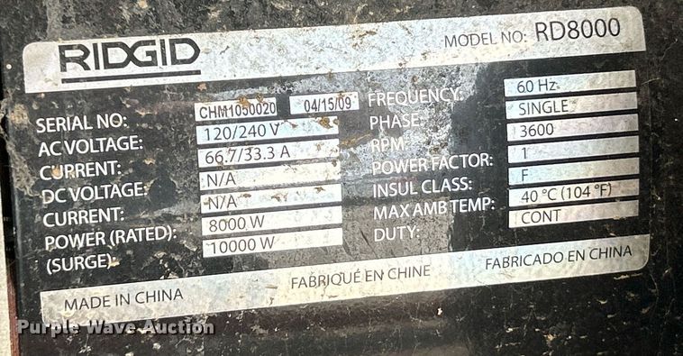 image for item EK3413 Ridgid  GenSmart generator