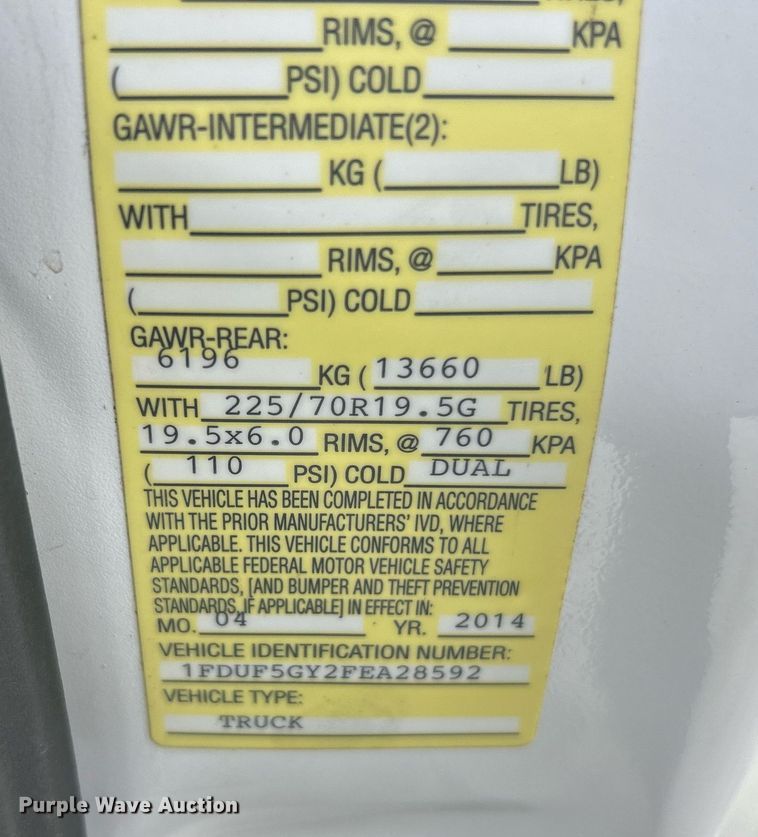 image for item EK3418 2015 Ford F550 Super Duty XL dump truck