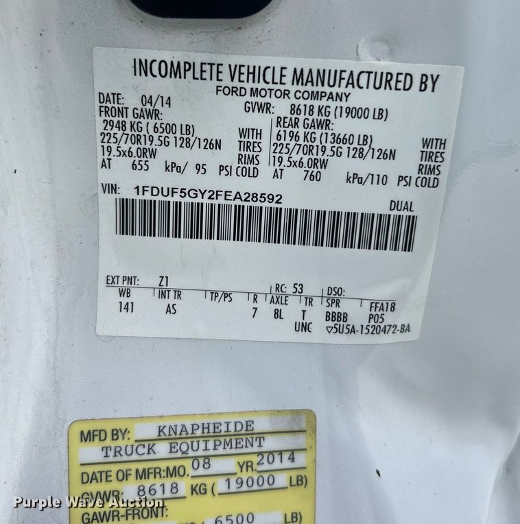 image for item EK3418 2015 Ford F550 Super Duty XL dump truck