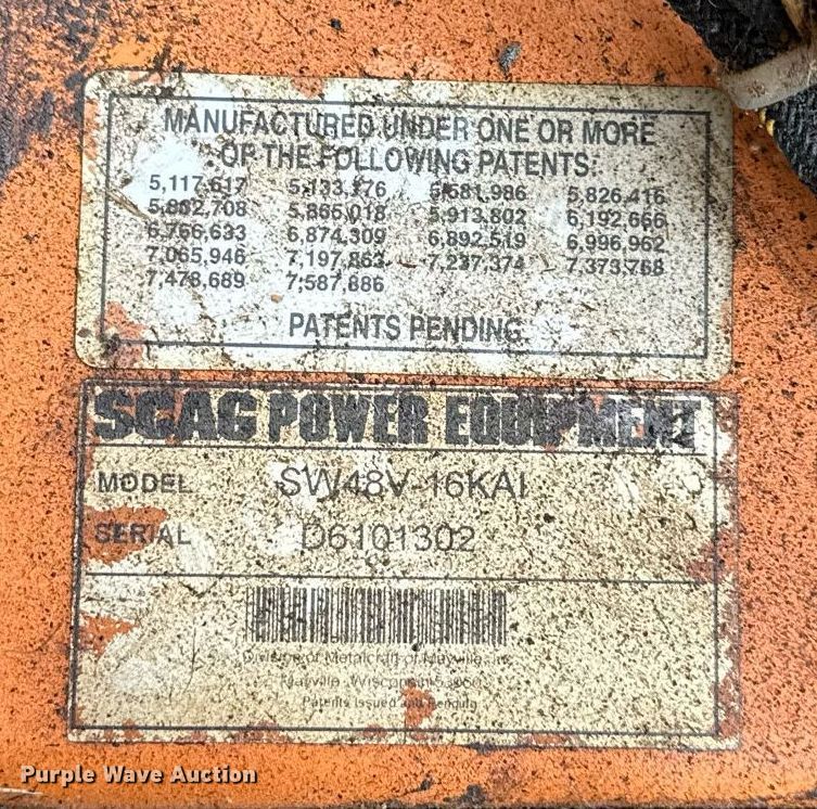 image for item EN0006 Scag  48 Velocity  lawn mower