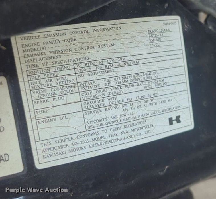 image for item EQ2127 2005 Kawsaki Eliminator motorcycle