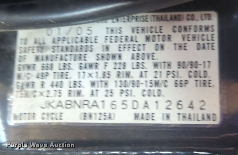 image for item EQ2127 2005 Kawsaki Eliminator motorcycle