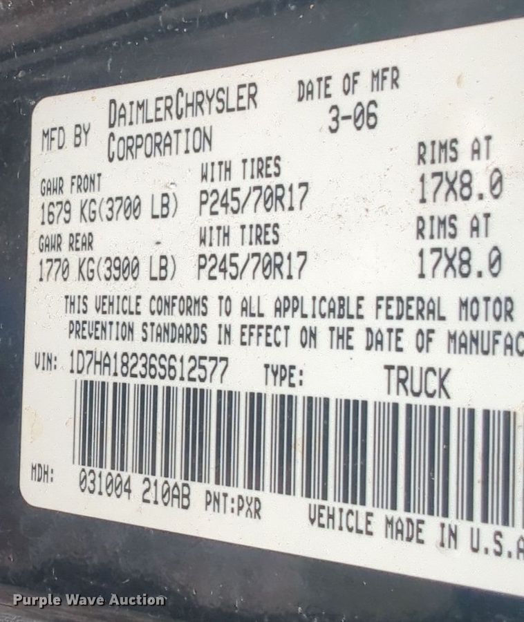 image for item EQ2204 2006 Dodge Ram 1500 Quad Cab pickup truck