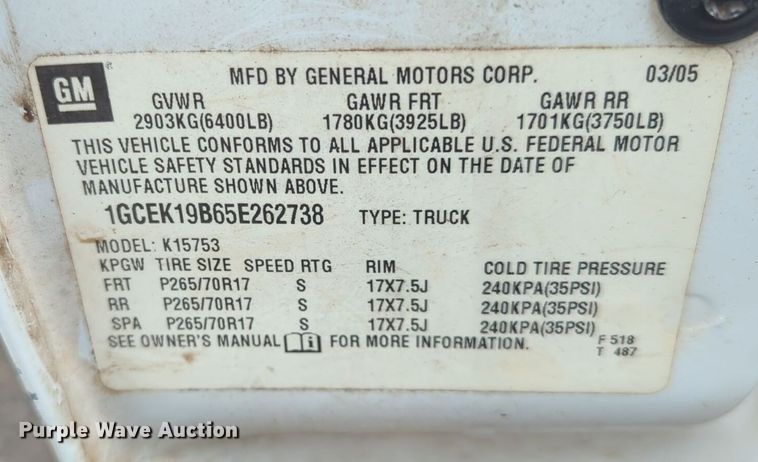 image for item EQ2207 2005 Chevrolet Silverado 1500 Ext. Cab pickup truck