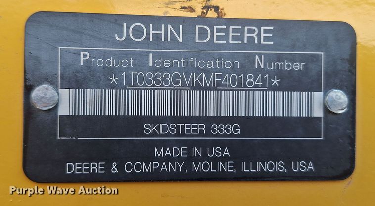 image for item EQ2299 2021 John Deere 333G tracked skid steer loader