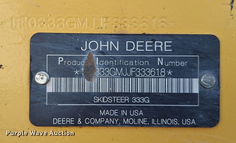 image for item EQ2300 2018 John Deere 333G tracked skid steer loader