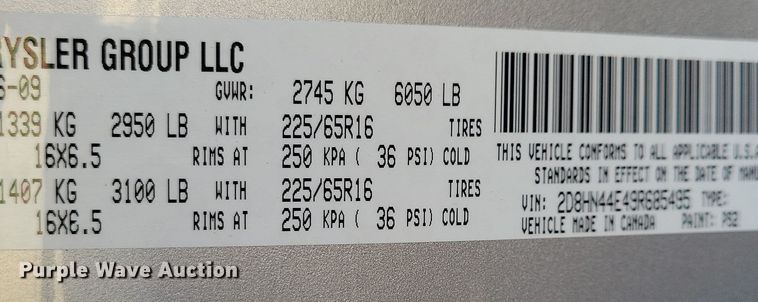 image for item JO9339 2009 Dodge Grand Caravan SE van