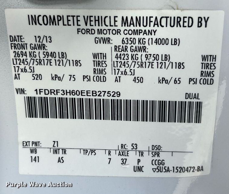 image for item LC9162 2014 Ford F350 Super Duty XL flatbed pickup truck