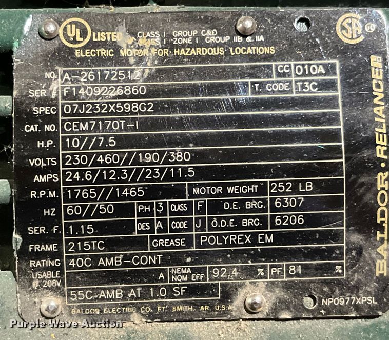 image for item LC9168 (2) Baldor electric motors 
