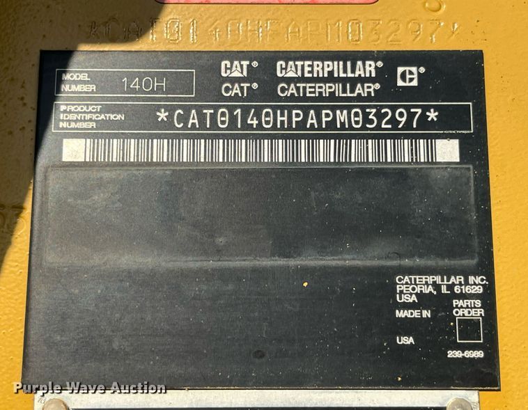 image for item LC9186 2007 Caterpillar  140H VHP motor grader