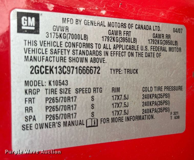 image for item LC9197 2007 Chevrolet Silverado 1500 Crew Cab pickup truck