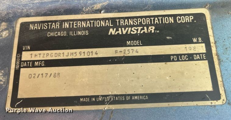 image for item LC9199 1988 International  F2574 dump truck