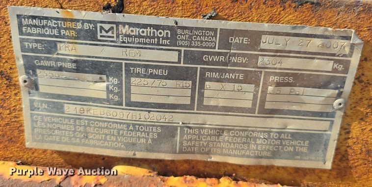 image for item LW9896 2007 Marathon Equipment Inc KEB260T tar kettle