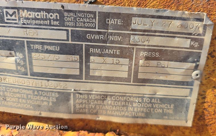 image for item LW9896 2007 Marathon Equipment Inc KEB260T tar kettle