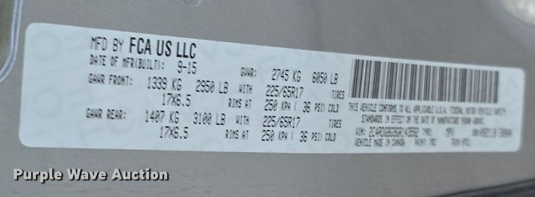 image for item LW9900 2016 Dodge Grand Caravan van