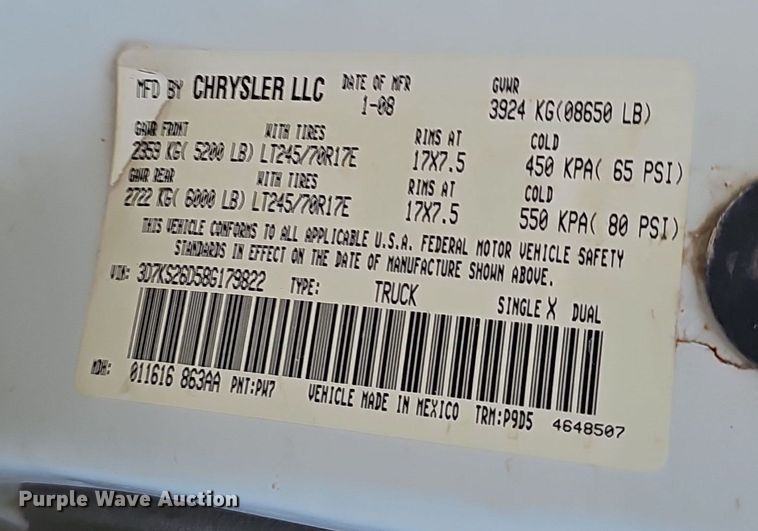 image for item LW9903 2008 Dodge Ram 2500HD pickup truck