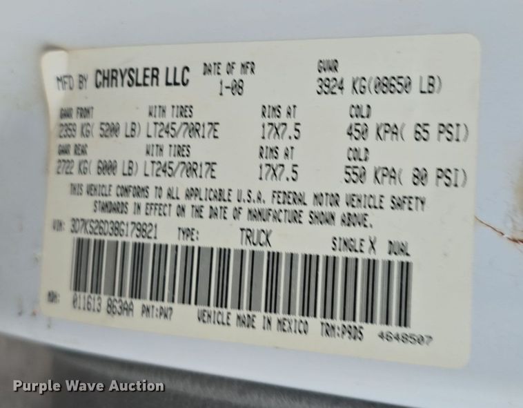 image for item LW9904 2008 Dodge Ram 2500HD pickup truck