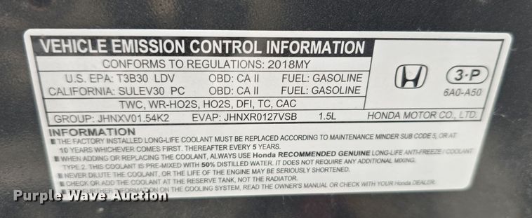 image for item LW9919 2018 Honda Accord Touring 