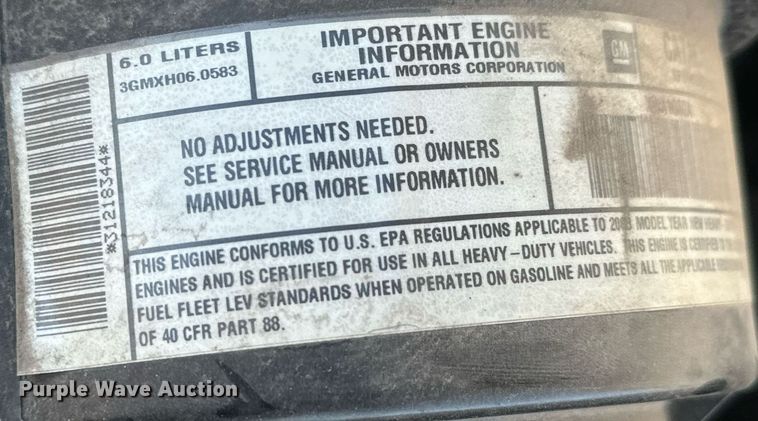 image for item MV9198 2003 Chevrolet Express 3500 box truck