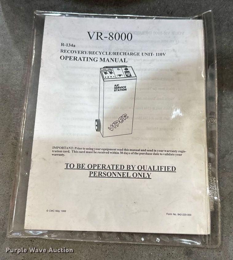 image for item MV9250 Viper VR 8000  AC recovery system