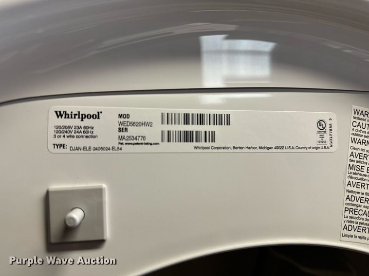 image for item MV9253 Whirlpool  washer and dryer 