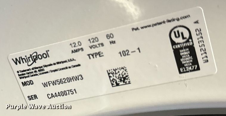 image for item MV9253 Whirlpool  washer and dryer 