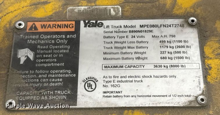 image for item MV9259 Yale MPE080LFN24T2748 order picker