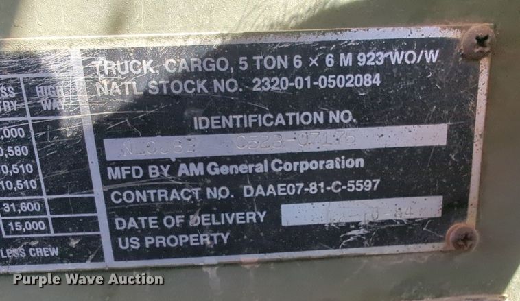 image for item NG9447 2004 AM General truck cab and chassis