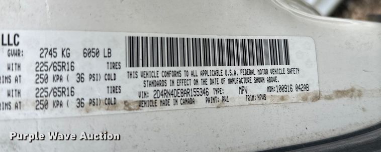 image for item NQ9772 2010 Dodge Grand Caravan  van