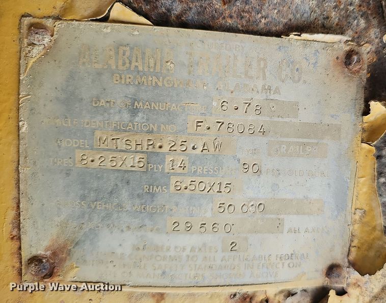 image for item NX9297 1978 Alabama Trailer  MTSH025AW drop tilt deck equipment trailer