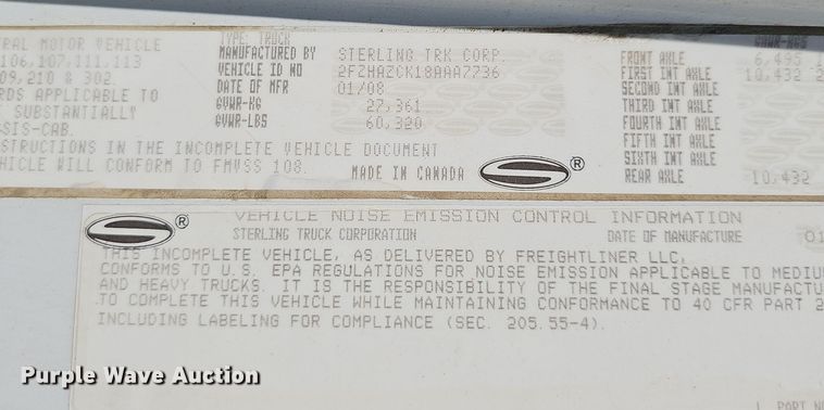 image for item NX9300 2008 Sterling  L-Line dump truck